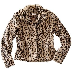 MERONA~leopard print~FAUX FUR HIP LENGTH JACKET